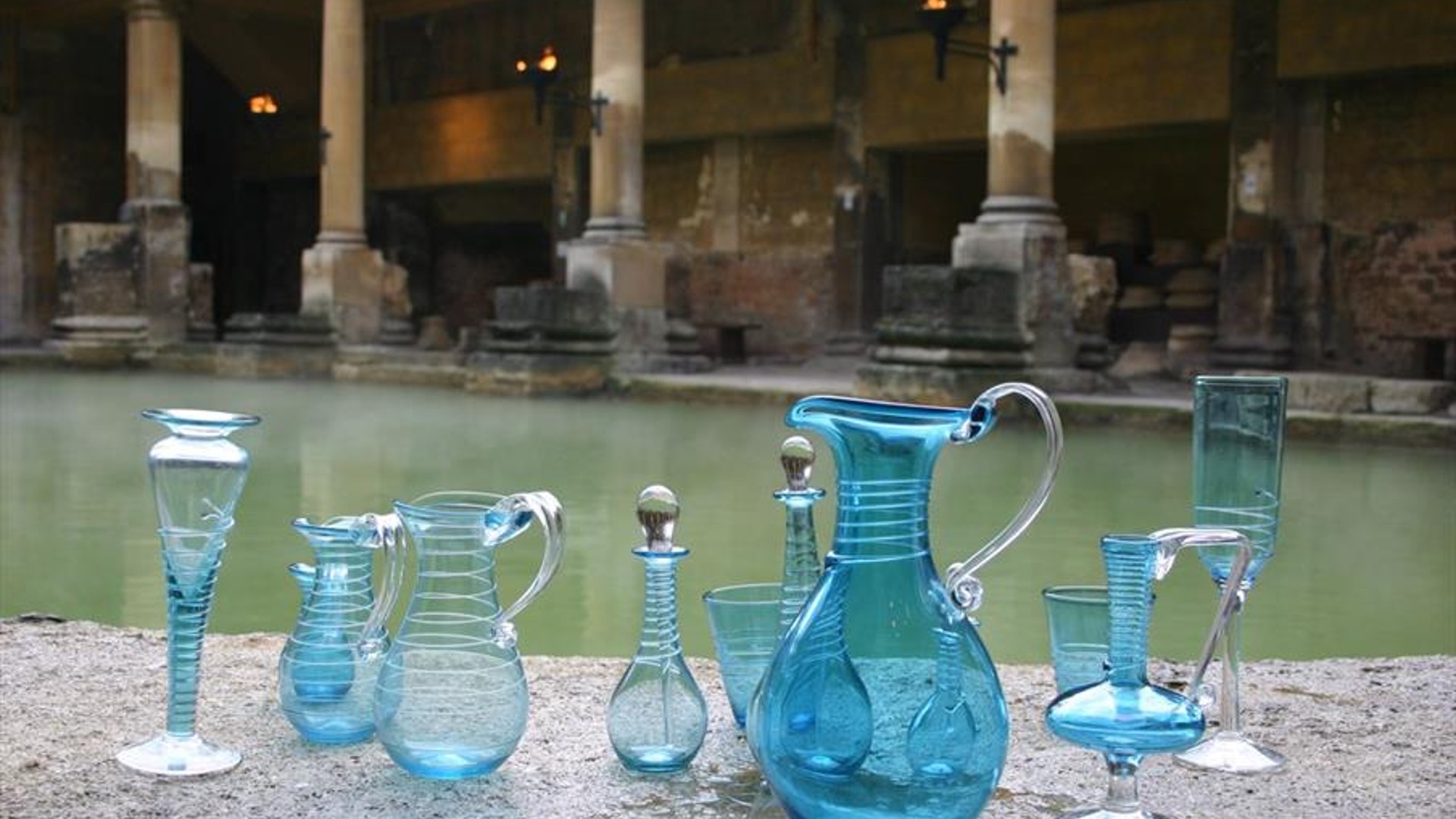 Bath Aqua Glass at the Roman Baths